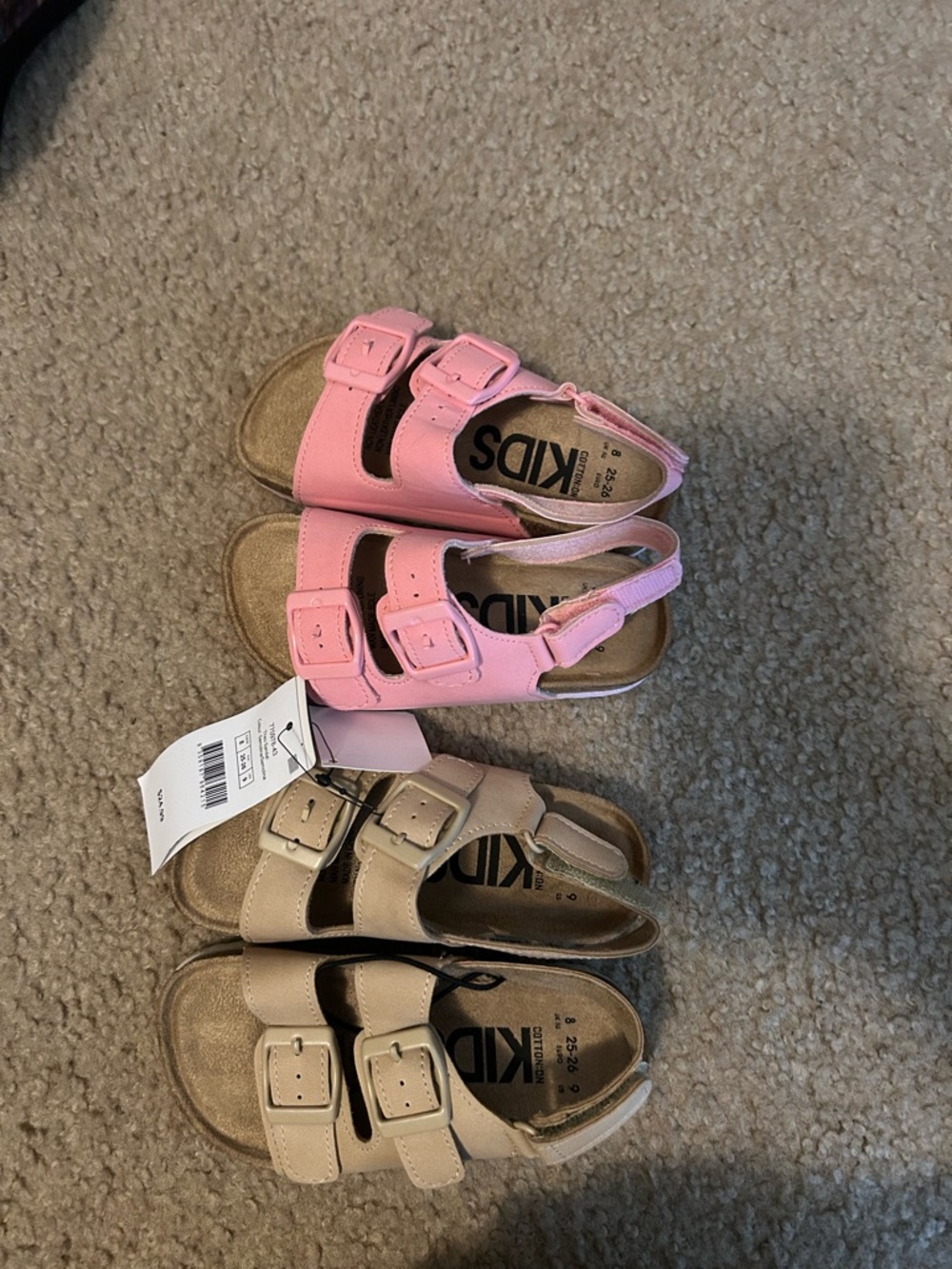 Cotton On Kids Pink and Beige Double Buckle Sandals